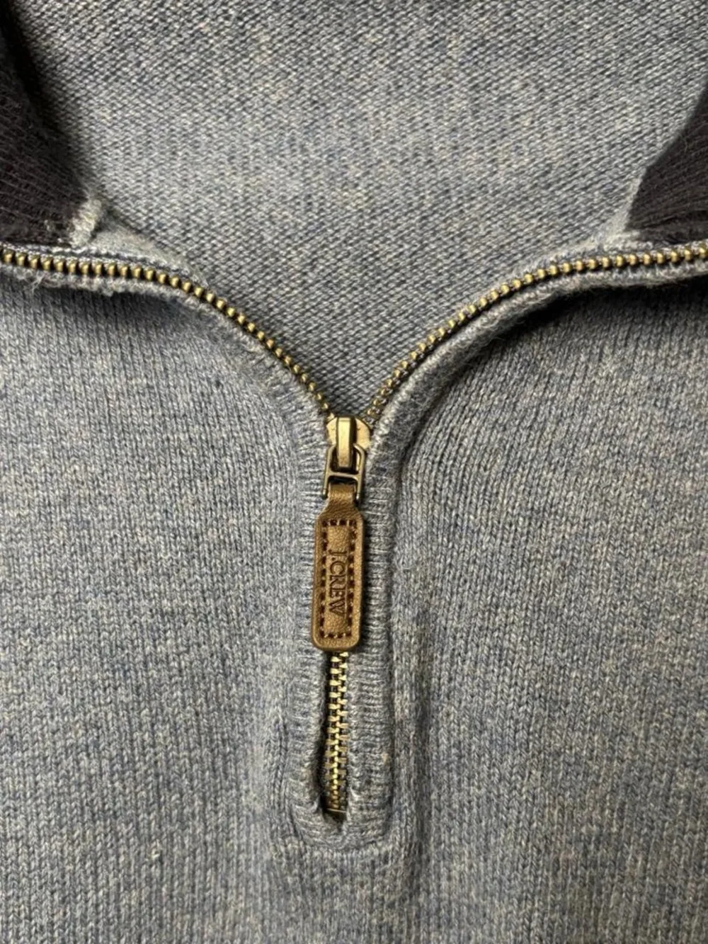 J.Crew Factory 100% Cotton Quarter-Zip Sweater - Heathered Blue (Large)